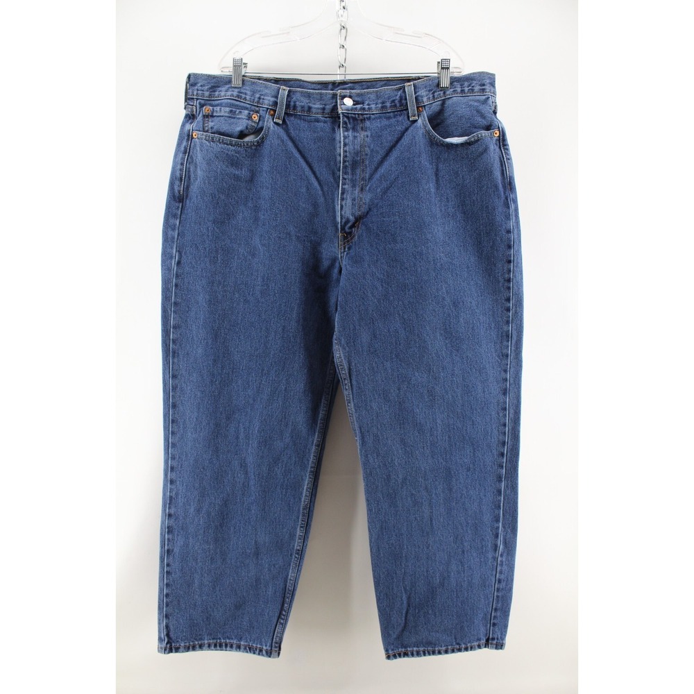 Mens Levis 550 Denim Jeans Relaxed Taper Dark Wash Blue 42x29